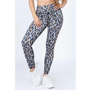 Yelete‎ Black Leopard Printed Activewear Leggings Size Small